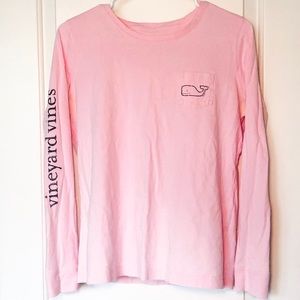 Vineyard Vines Long-Sleeve Flamingo Pink Whale Tee